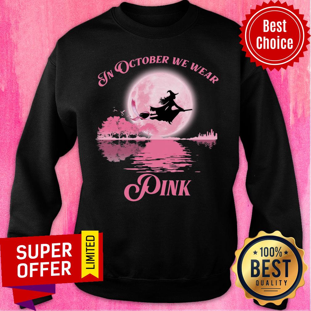 Witch In October We Wear Pink Halloween Shirt - Image 4