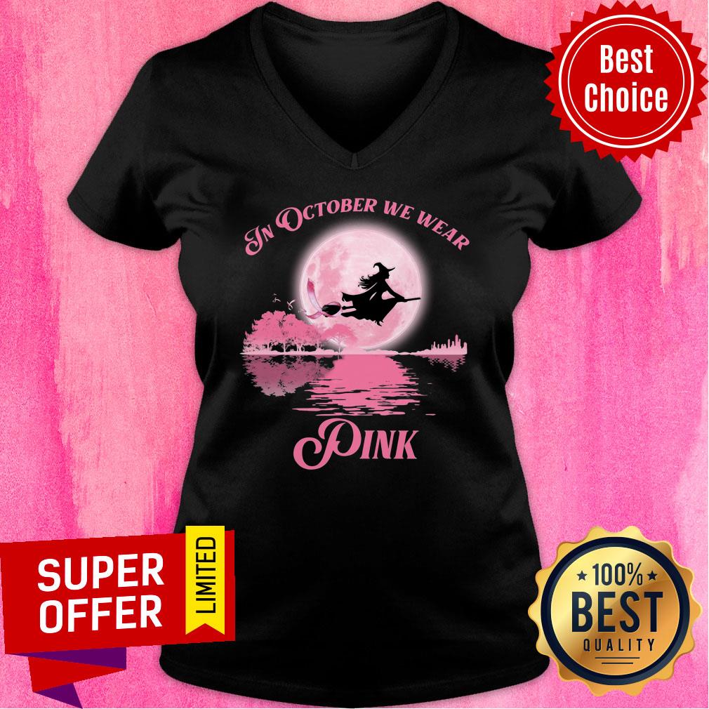 Witch In October We Wear Pink Halloween Shirt - Image 2