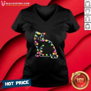 Alternative view of Awesome Black Cat Light Merry Christmas Shirt