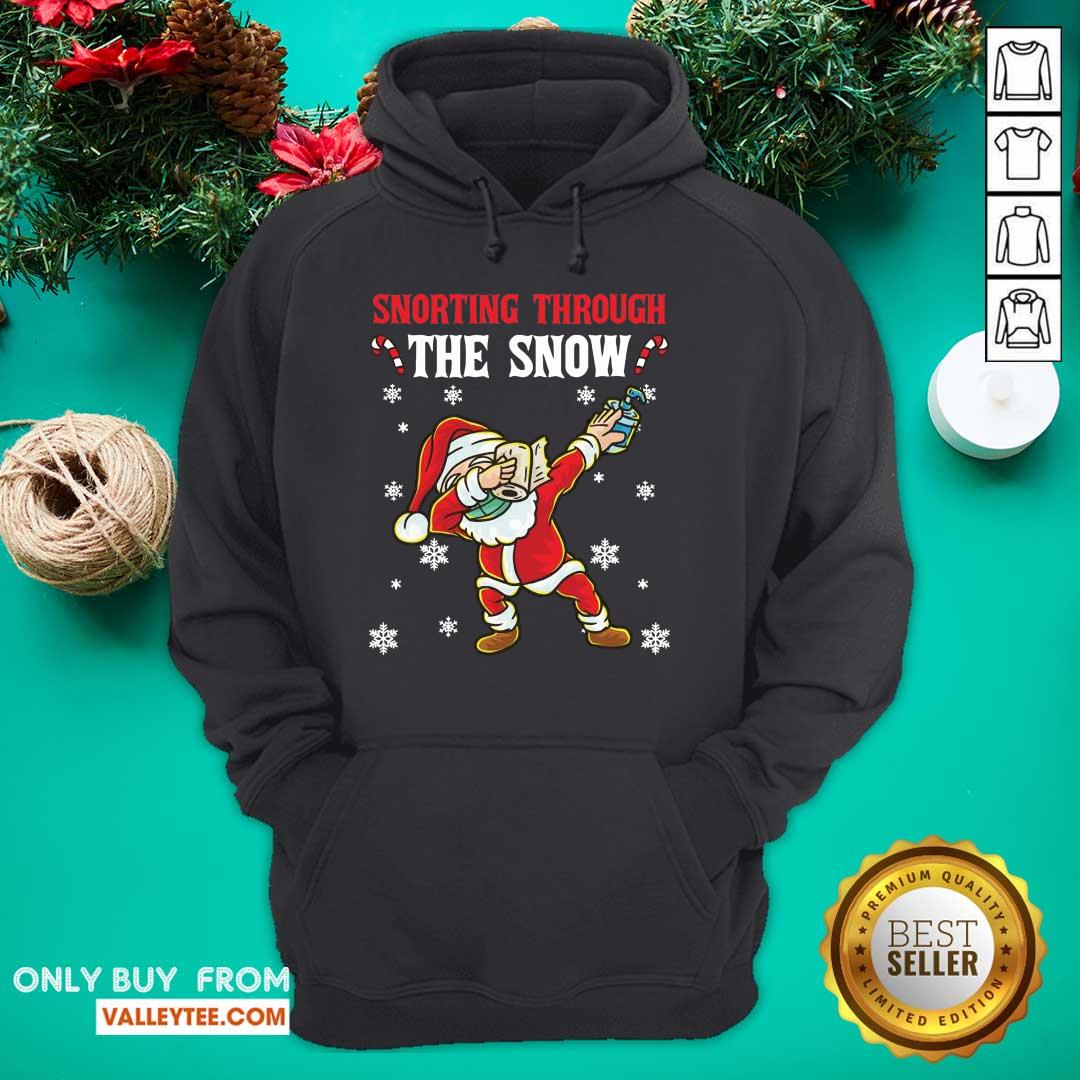Pro Snorting Through The Snow Dabbing Santa Claus Face Mask Toilet Paper Hand Sanitizer Christmas Shirt - Image 3