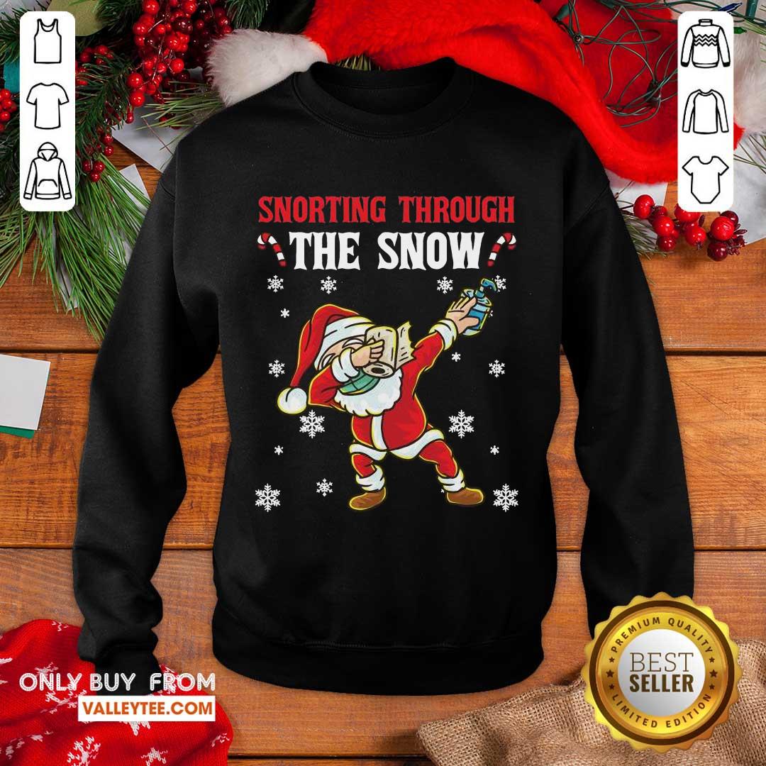 Pro Snorting Through The Snow Dabbing Santa Claus Face Mask Toilet Paper Hand Sanitizer Christmas Shirt - Image 4