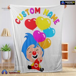 Official Colorful Plim Plim Cheerful Clown Balloons Blanket Fleece Customized Blanket
