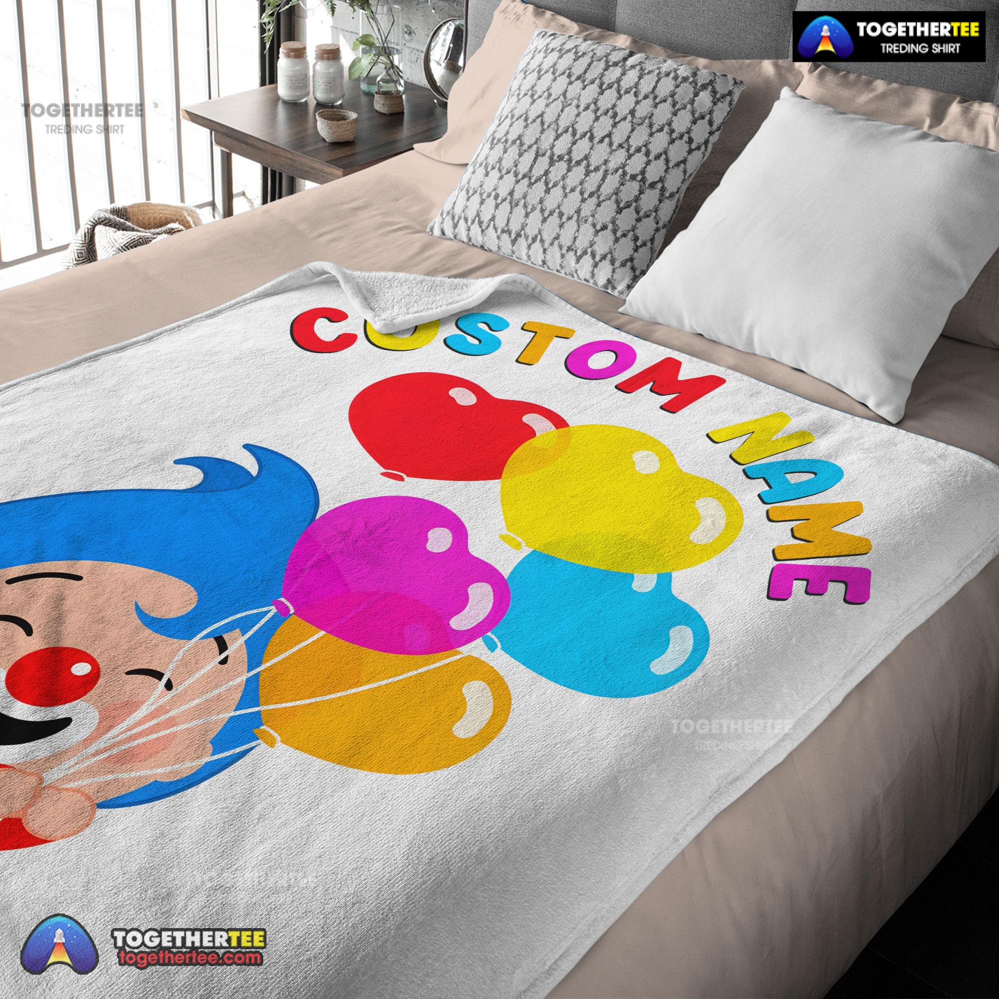Official Colorful Plim Plim Cheerful Clown Balloons Blanket Fleece Customized Blanket - Image 3