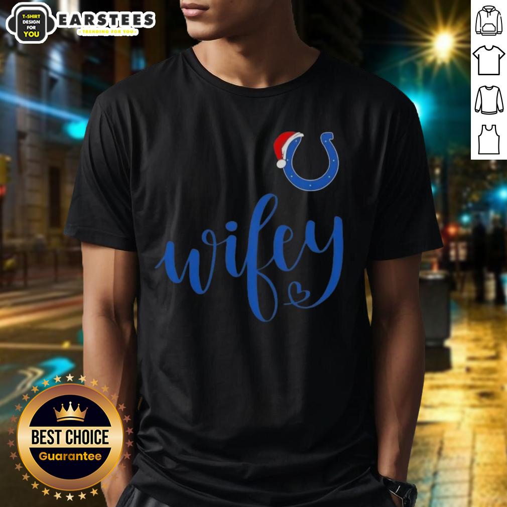 Happy Wifey Indianapolis Colts Santa Hat Merry Christmas T-Shirt