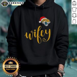 Alternative view of Happy Wifey Jacksonville Jaguars Santa Hat Merry Christmas T-Shirt
