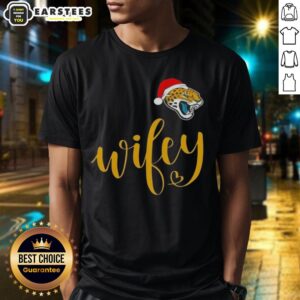 Happy Wifey Jacksonville Jaguars Santa Hat Merry Christmas T-Shirt