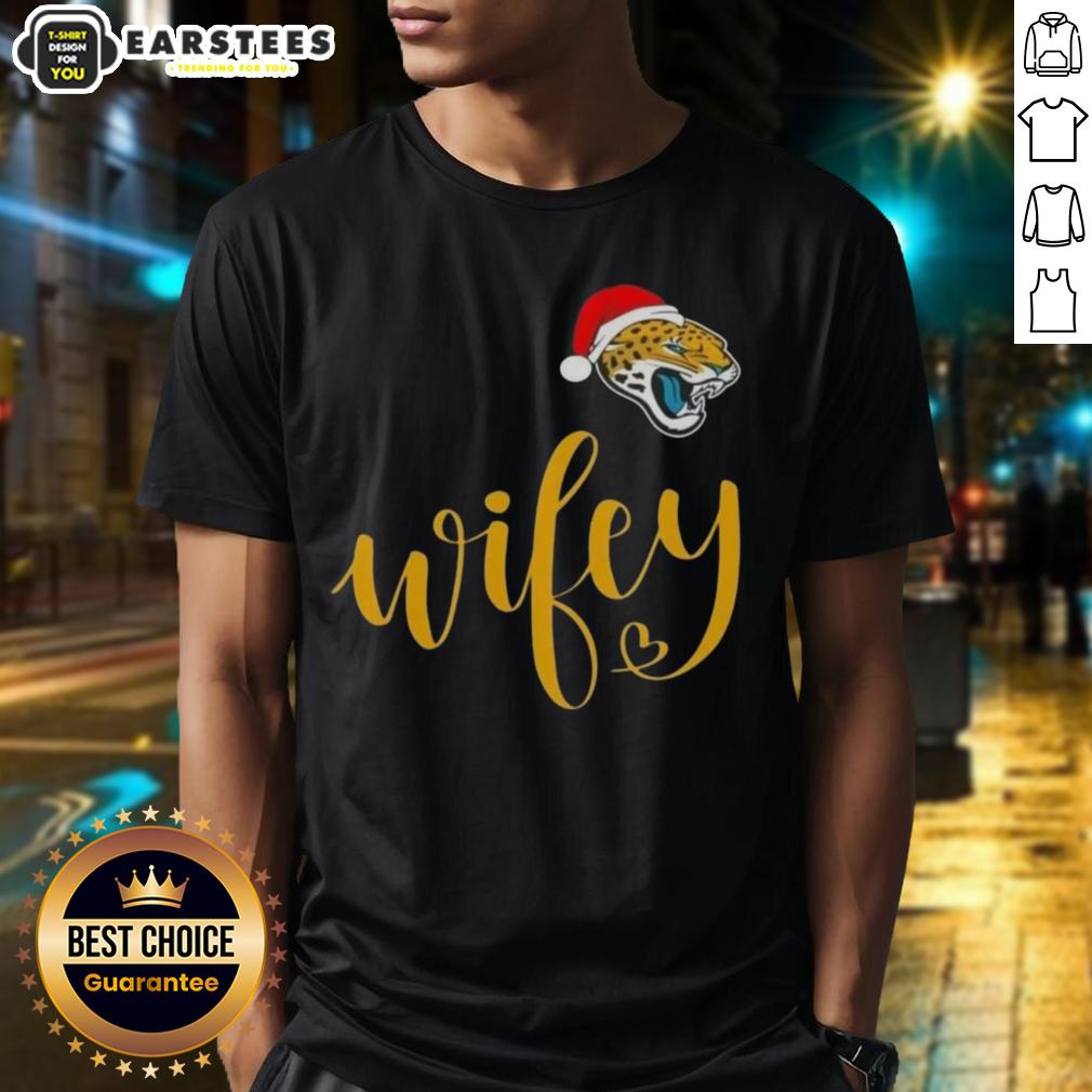 Happy Wifey Jacksonville Jaguars Santa Hat Merry Christmas T-Shirt