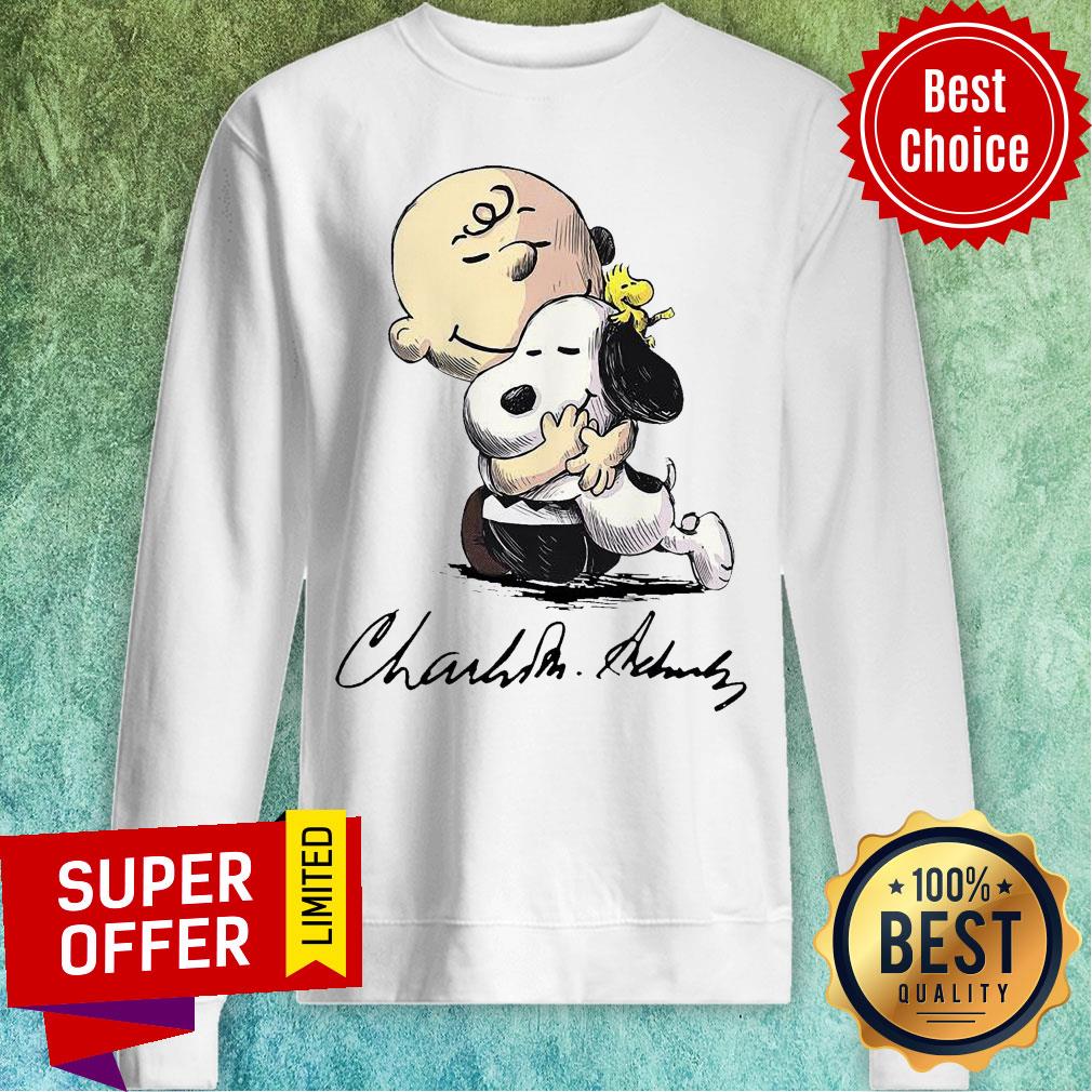 The Peanuts Snoopy Hug Charlie Brown And Woodstock Signature Shirt - Image 5