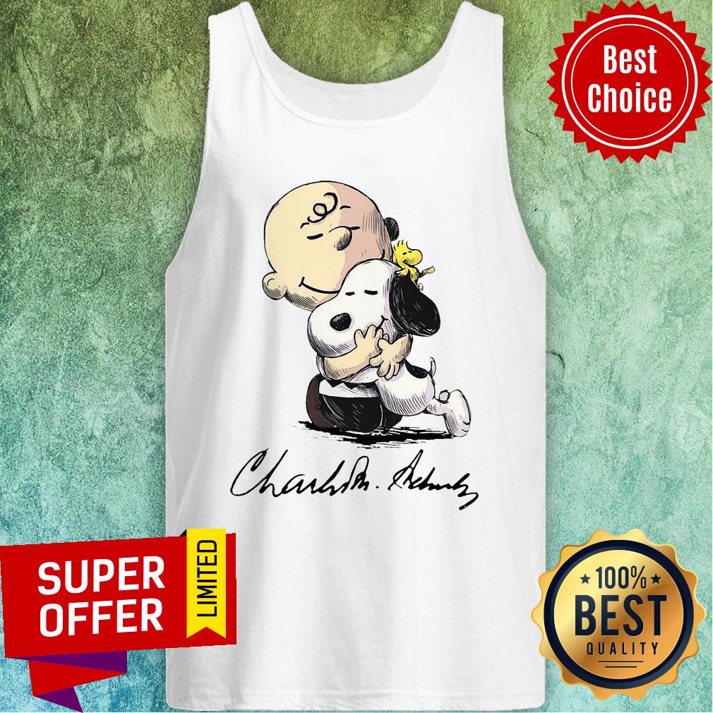 The Peanuts Snoopy Hug Charlie Brown And Woodstock Signature Shirt - Image 4