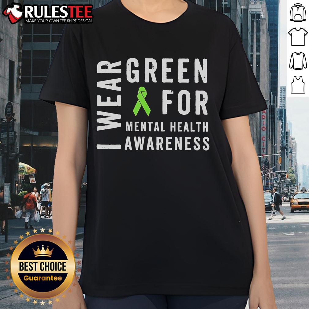 Funny In May We Wear Green Messy Bun Mental Health Awareness T-Shirt - Image 3
