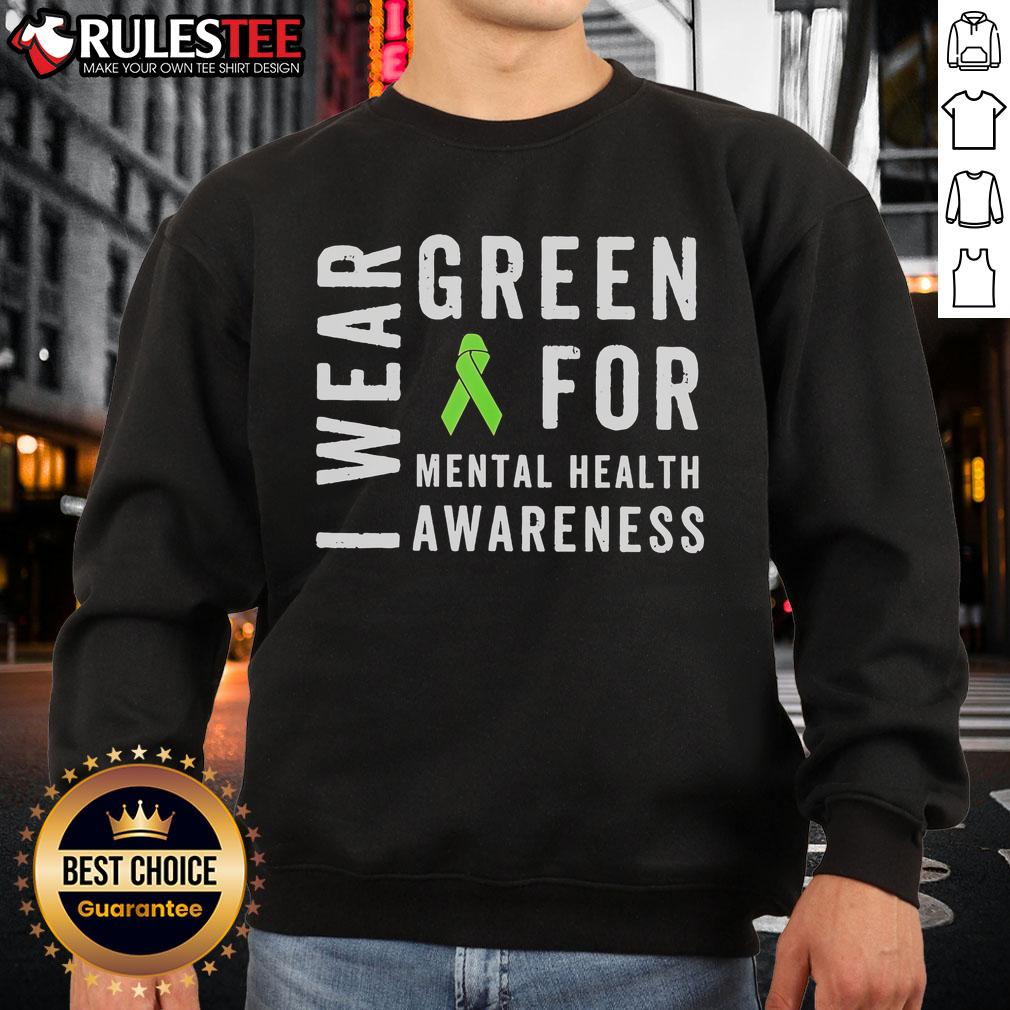 Funny In May We Wear Green Messy Bun Mental Health Awareness T-Shirt - Image 5