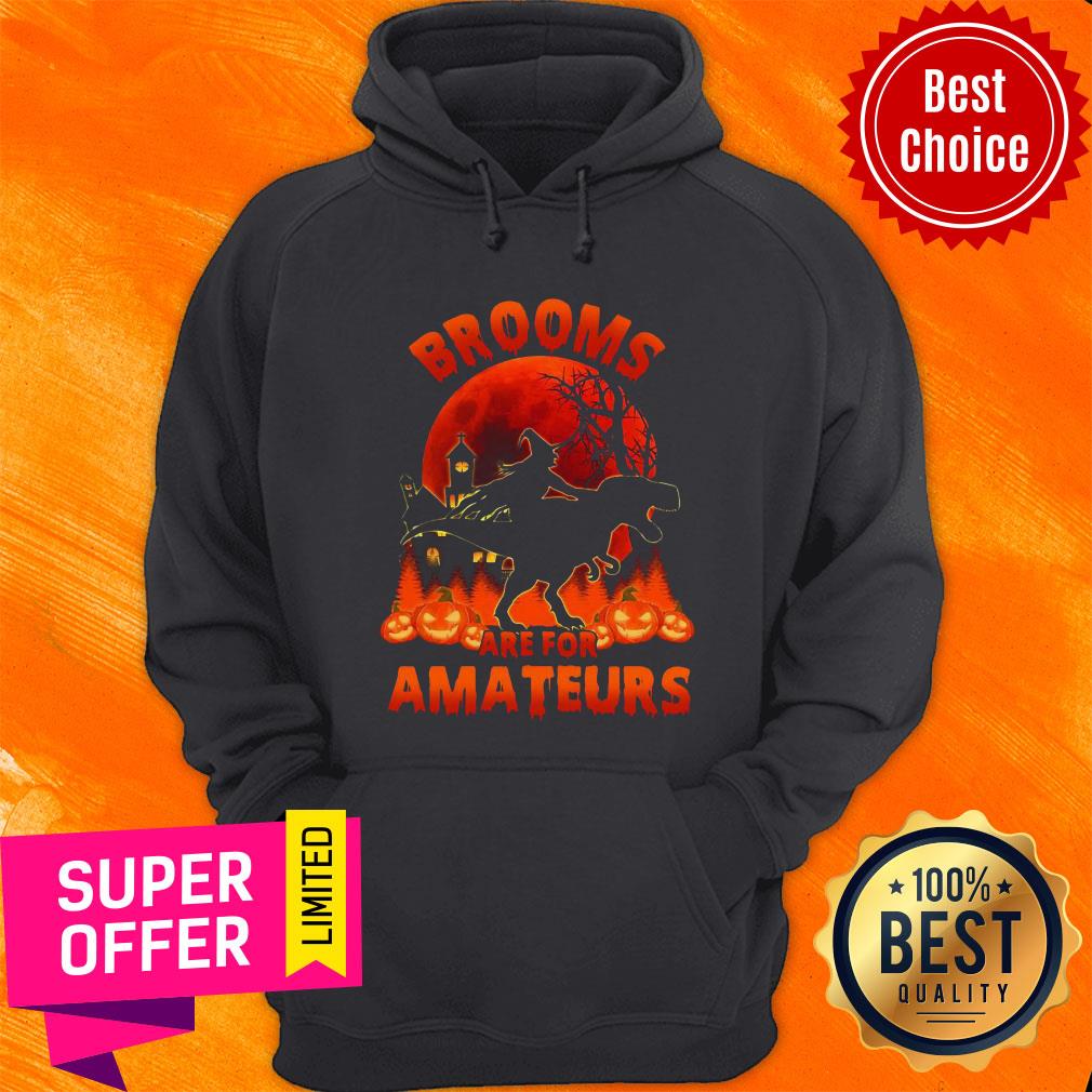 Funny Witch Riding Dinosaurs Brooms Are For Amateurs Halloween Shirt - Image 3
