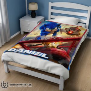 Alternative view of Cartoon Sonic With Friends Blanket Fleece Customized Premium Blanket