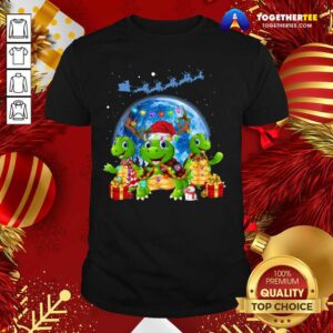 Beautiful Three Turtle Santa Reindeer Merry Christmas Shirt
