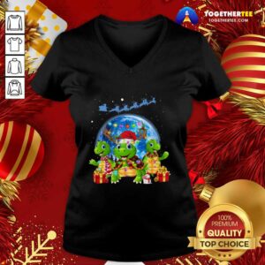 Alternative view of Beautiful Three Turtle Santa Reindeer Merry Christmas Shirt