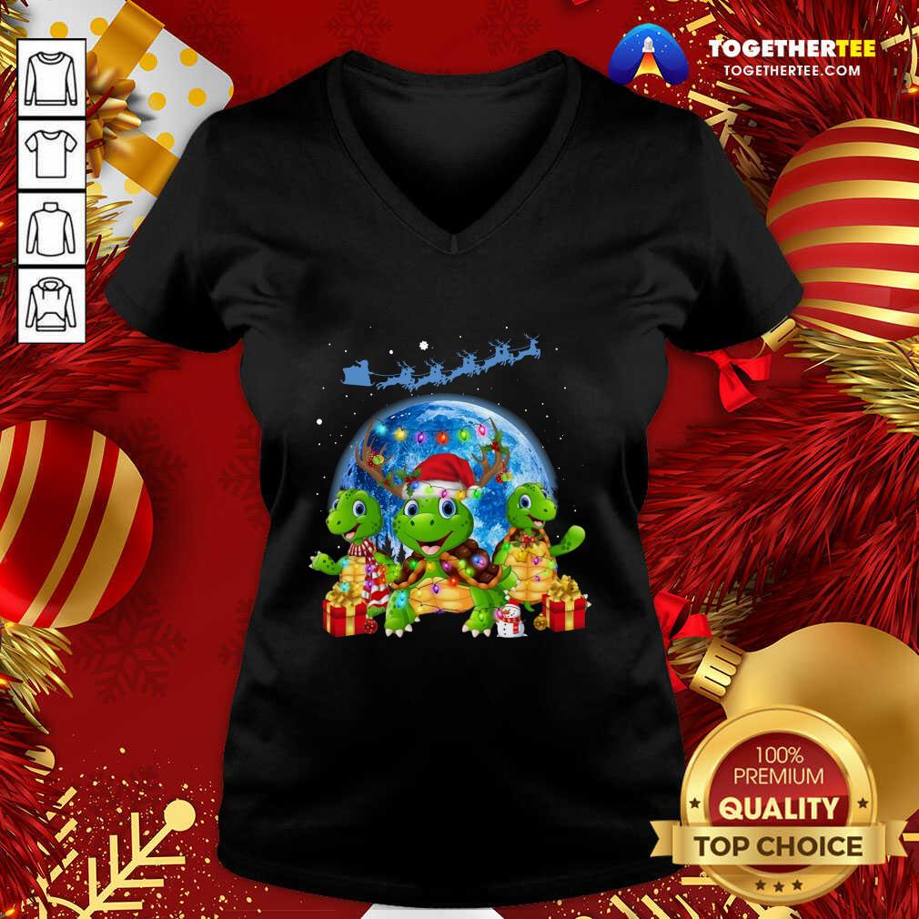 Beautiful Three Turtle Santa Reindeer Merry Christmas Shirt - Image 2