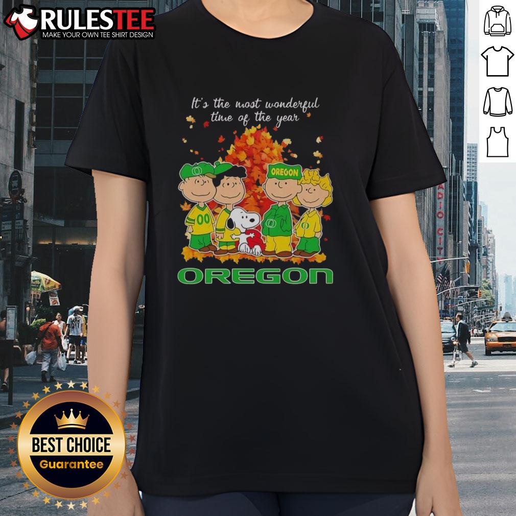 Awesome The Peanuts Character Oregon Ducks It's The Most Wonderful Time Of The Year T-Shirt - Image 3