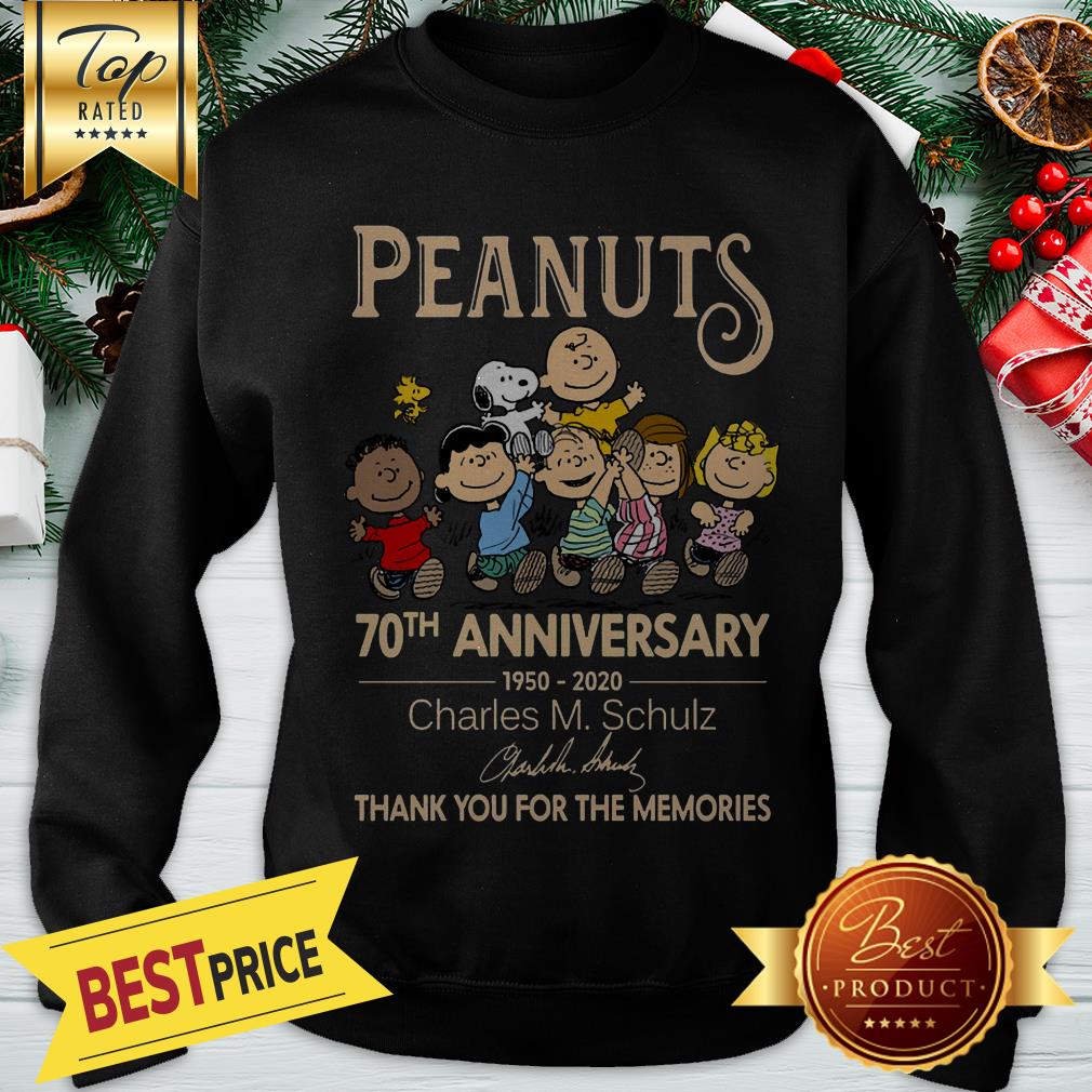 Peanuts 70th Anniversary 1950-2020 Charles M. Schulz Thank You For The Memories Signatures Shirt - Image 4