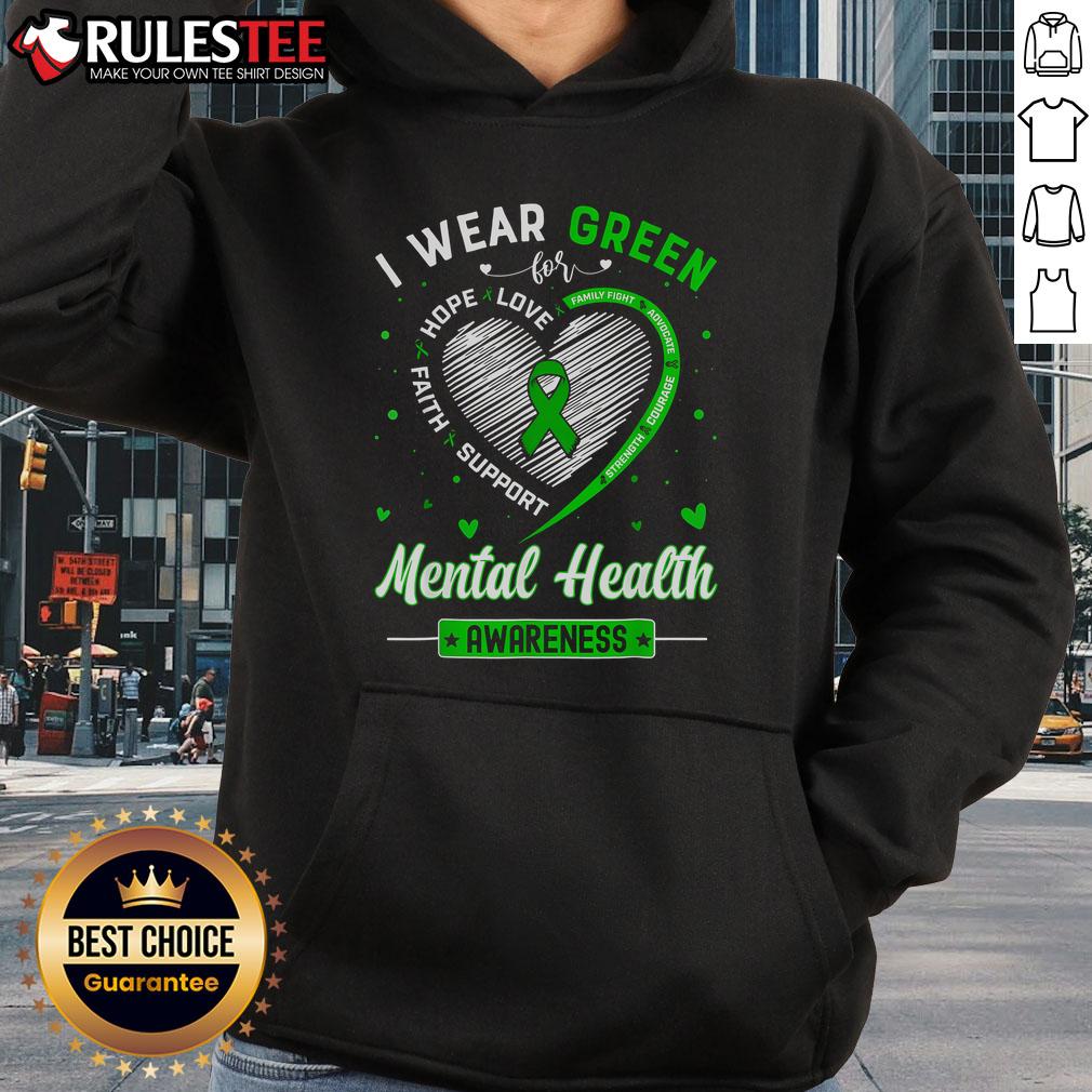 Cute Heart I Wear Green For Mental Health Awareness Month T-Shirt - Image 2