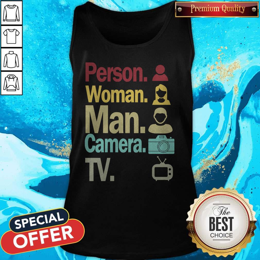 Cognitive Test Person Woman Man Camera TV Funny Trump Shirt - Image 2