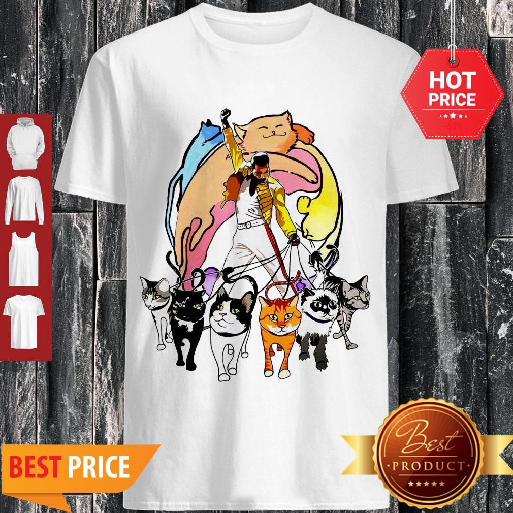 Nice Freddie Mercury With His Cat I Love Dad Shirt