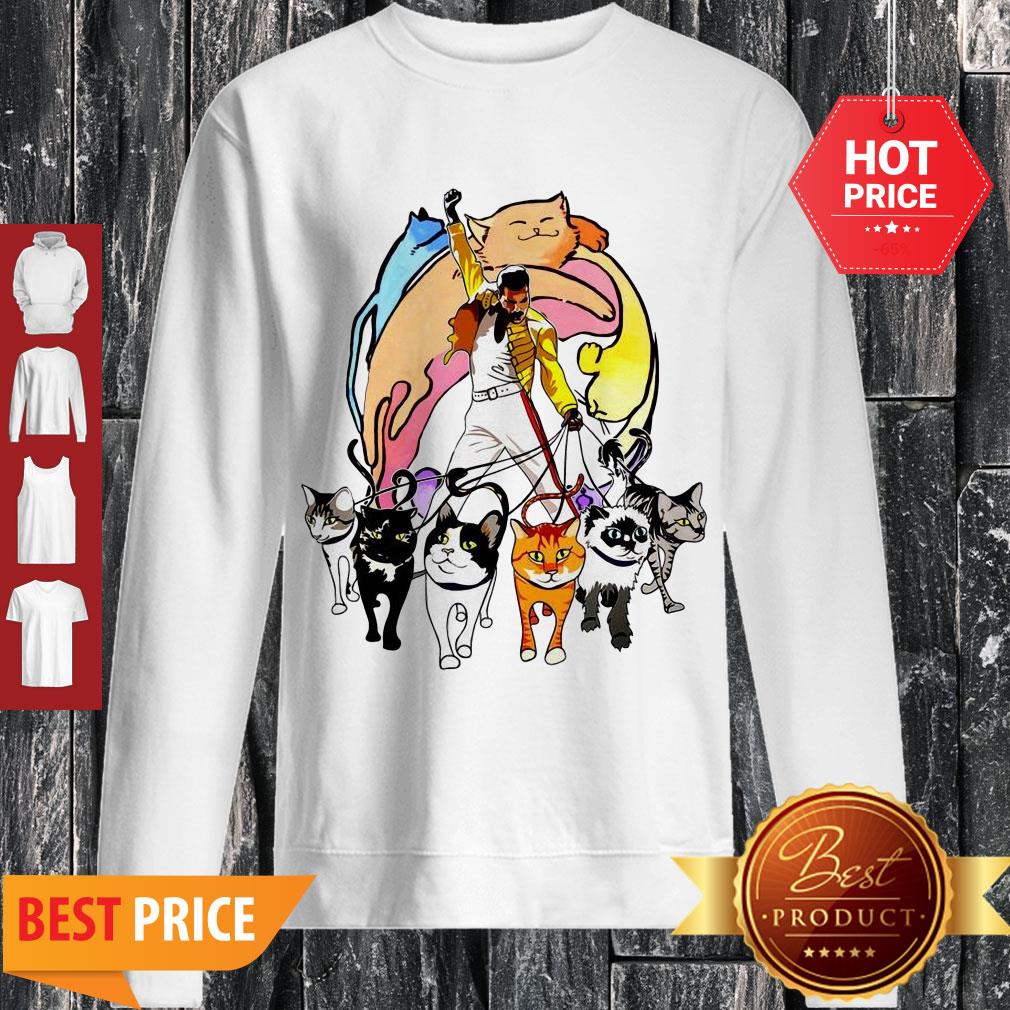 Nice Freddie Mercury With His Cat I Love Dad Shirt - Image 3