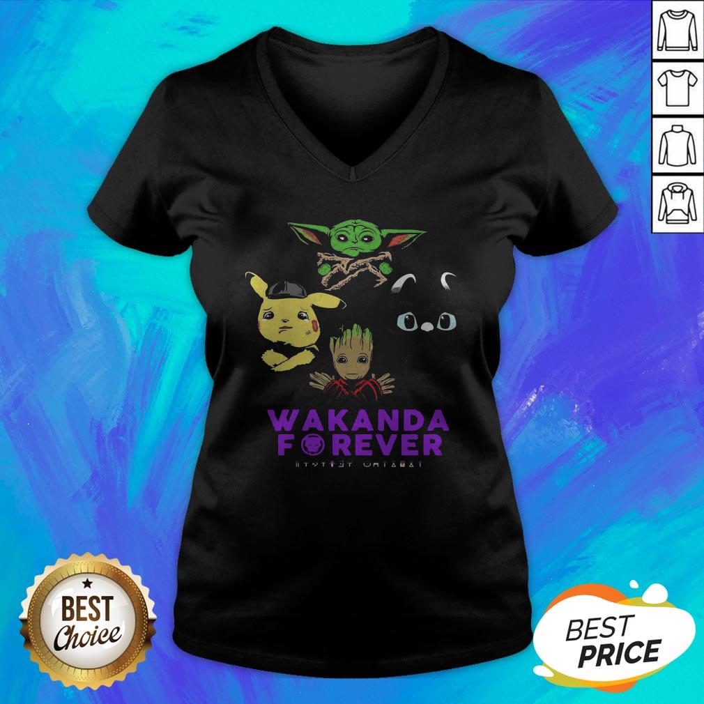Baby Pikachu Baby Yoda Baby Night Fury Baby Groot Wakanda Forever Shirt - Image 4