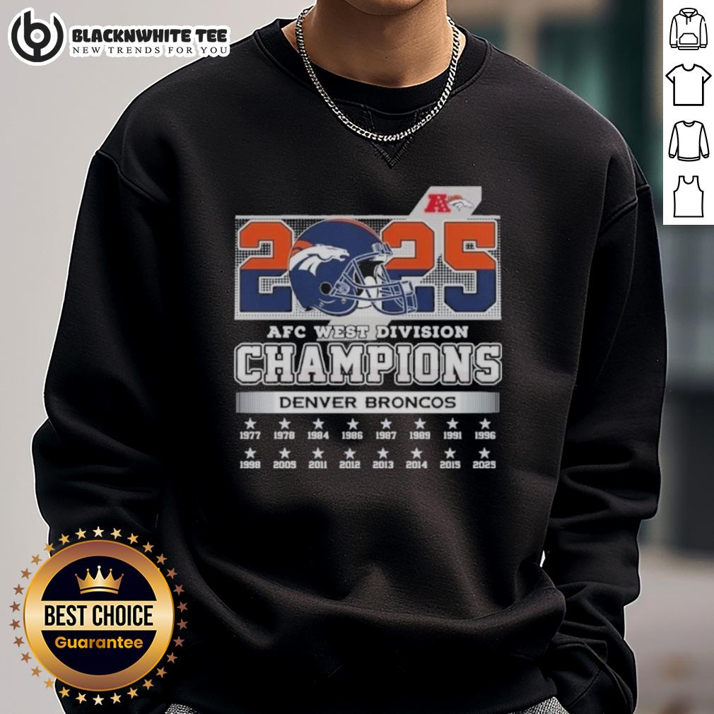 Original Denver Broncos 2025 AFC West Division Champions Helmet T-Shirt - Image 5