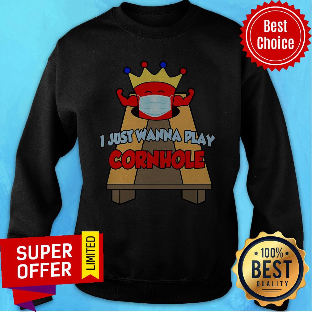 Official CORNHOLE I Just Wanna Play Cornhole Shirt - Image 4