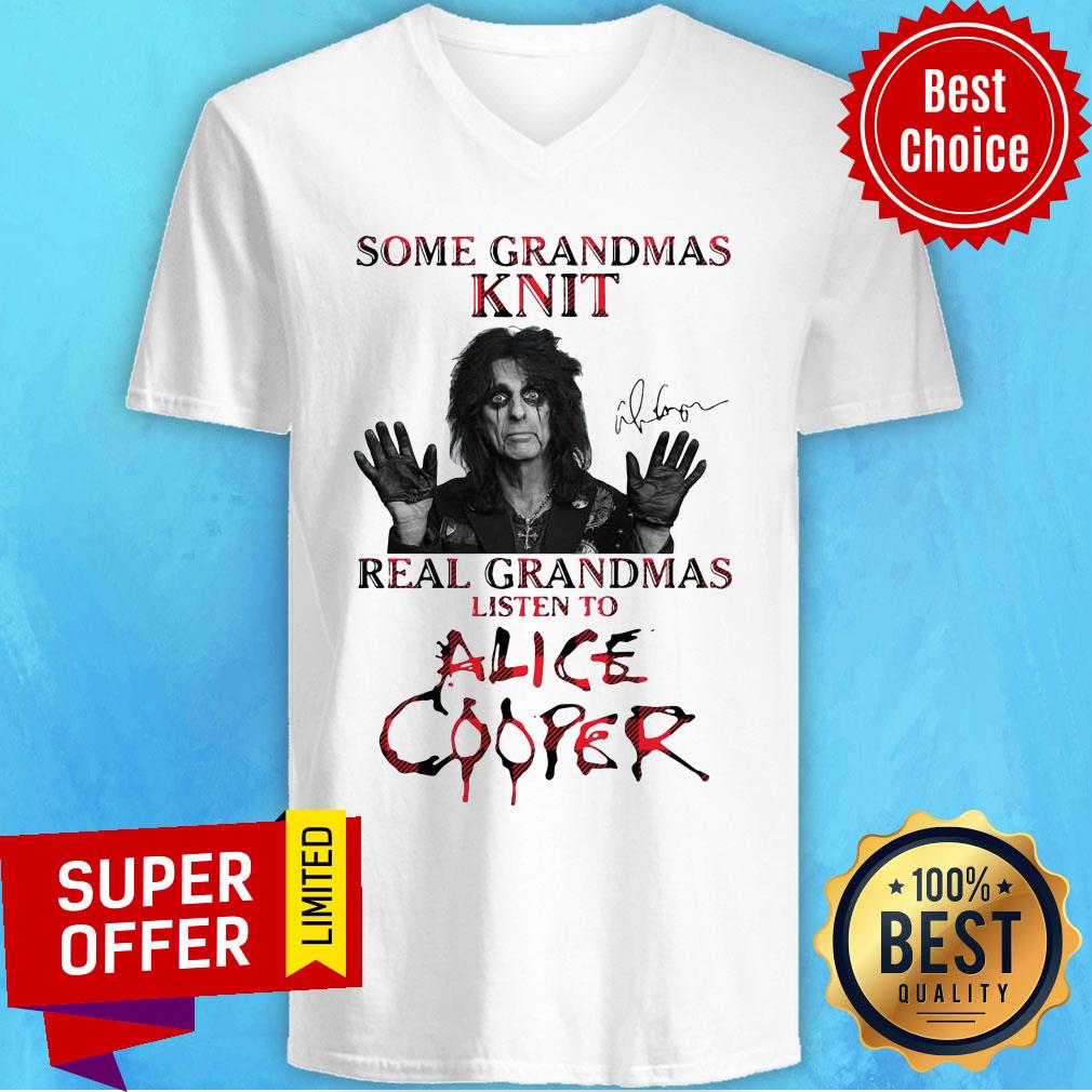 Some Grandmas Knit Real Grandmas Listen To Alice Cooper Signature Shirt - Image 3