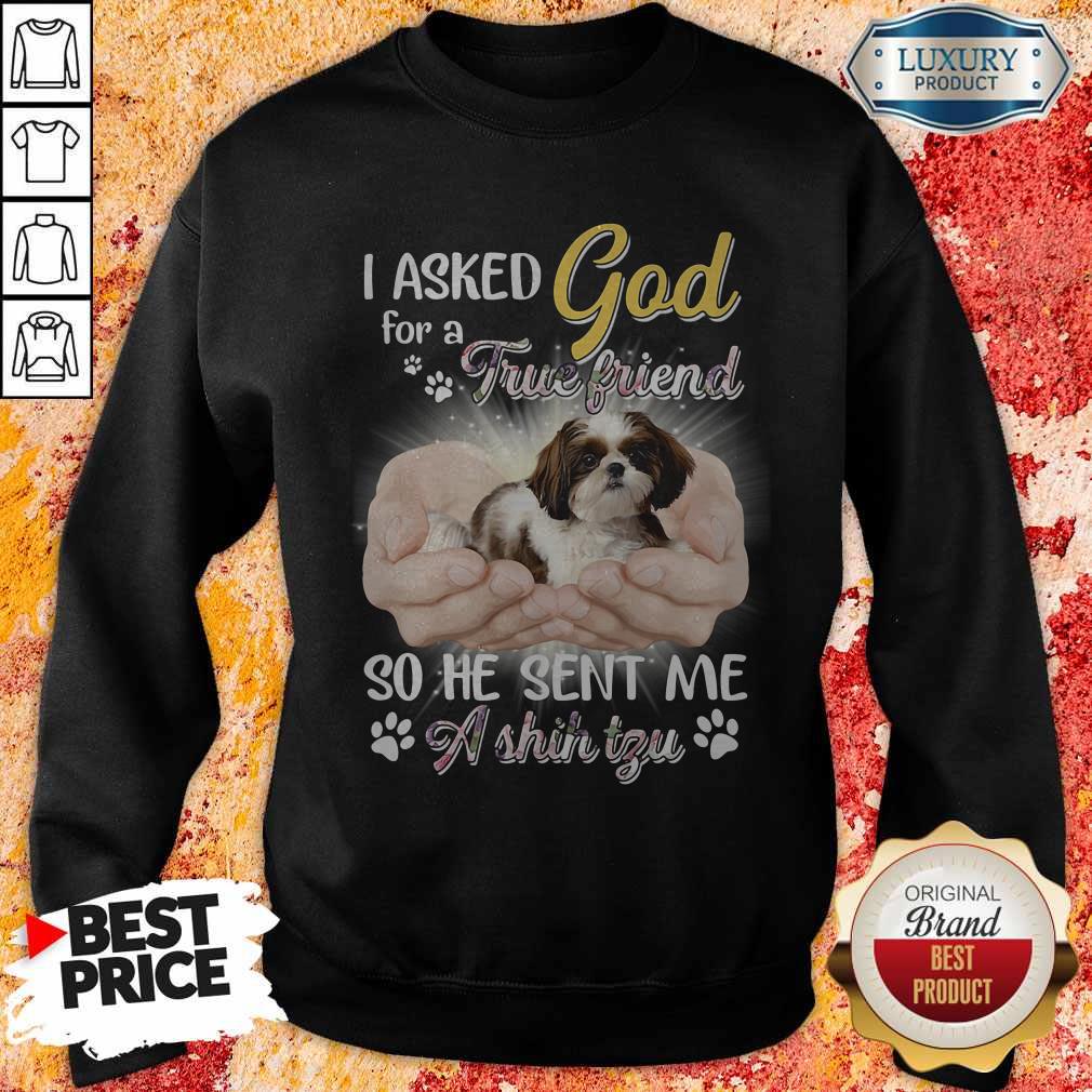 Nice I Asked God For A True Friend So He Sent Me A Shih Tzu Shirt - Image 4