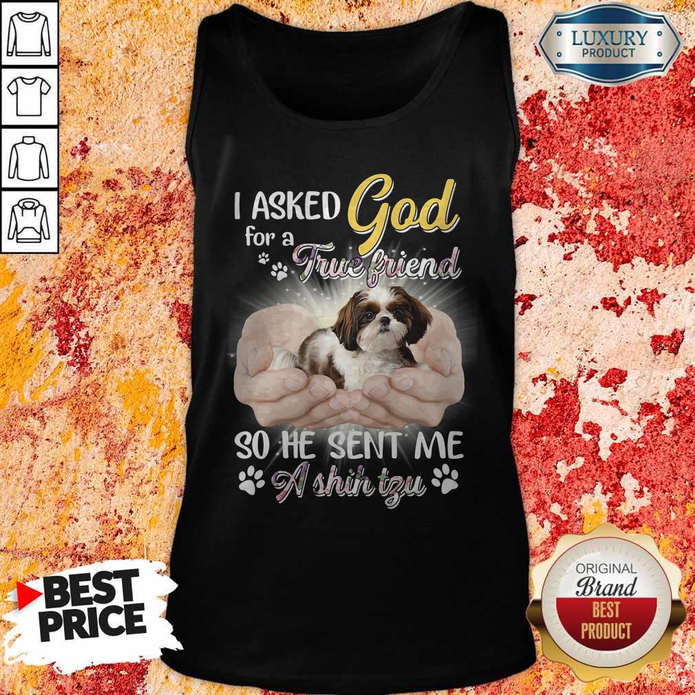 Nice I Asked God For A True Friend So He Sent Me A Shih Tzu Shirt - Image 3
