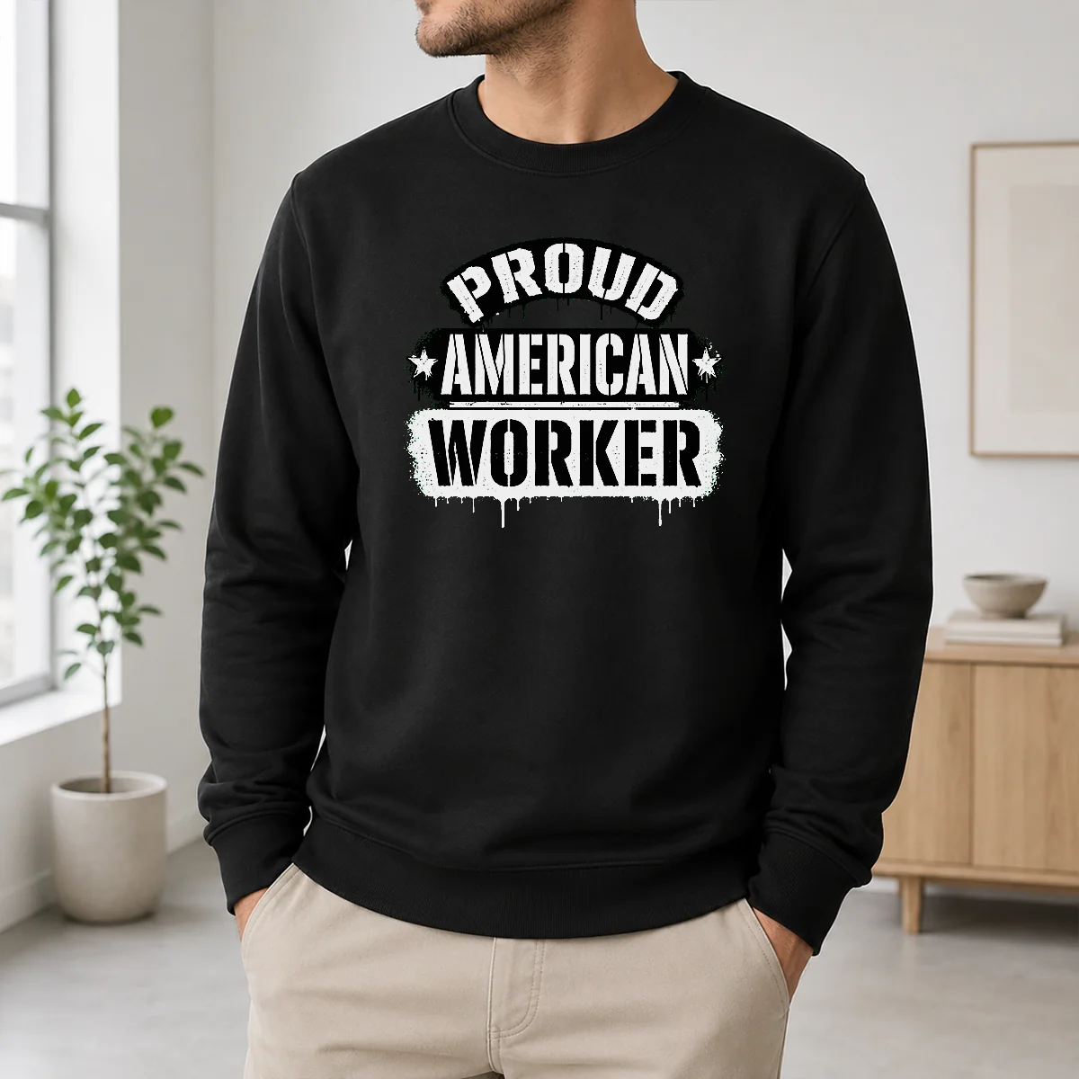Pretty Official Labour Day Proud American Worker Stencil Shirt - Image 6