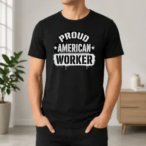 Pretty Official Labour Day Proud American Worker Stencil Shirt