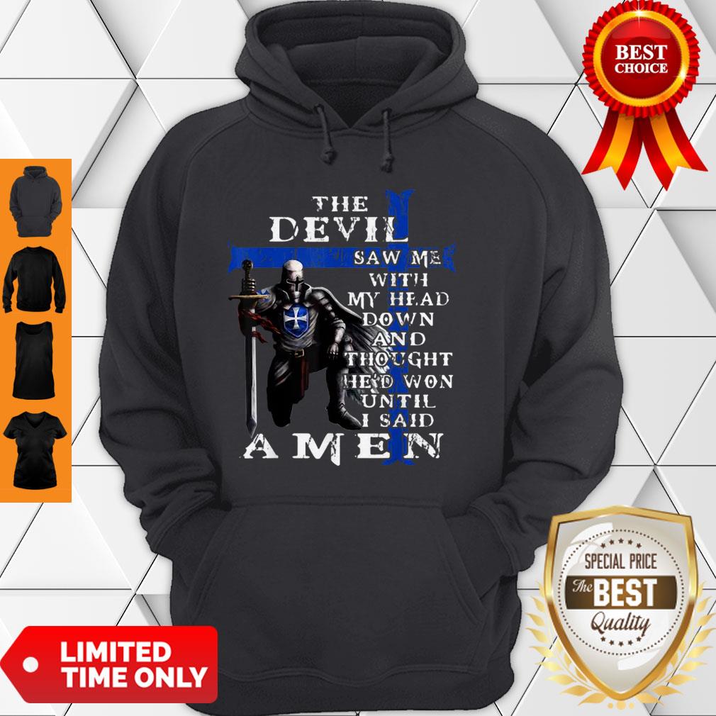 Christian Police Officer The Devil Saw Me Knight Templar Shirt - Image 4