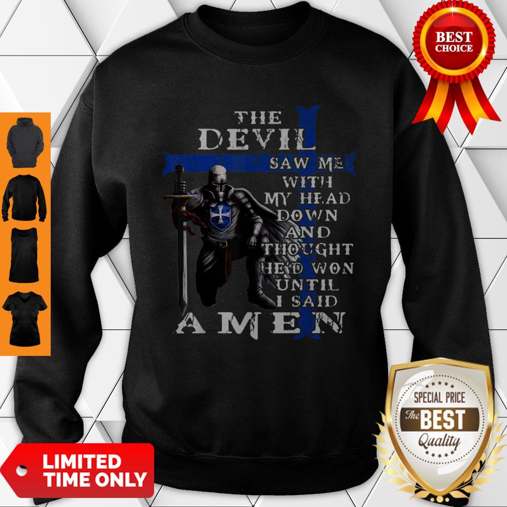 Christian Police Officer The Devil Saw Me Knight Templar Shirt - Image 3