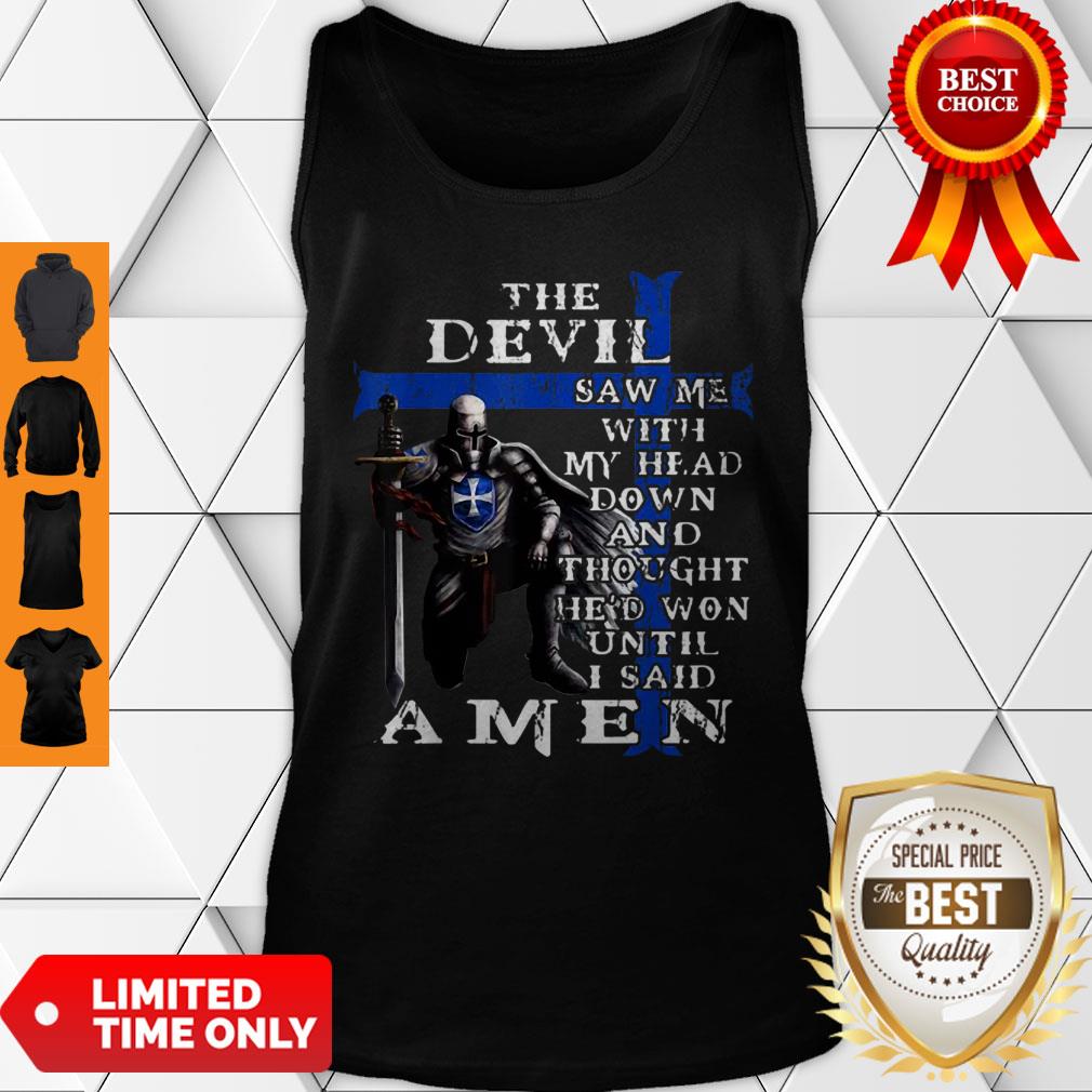 Christian Police Officer The Devil Saw Me Knight Templar Shirt - Image 2