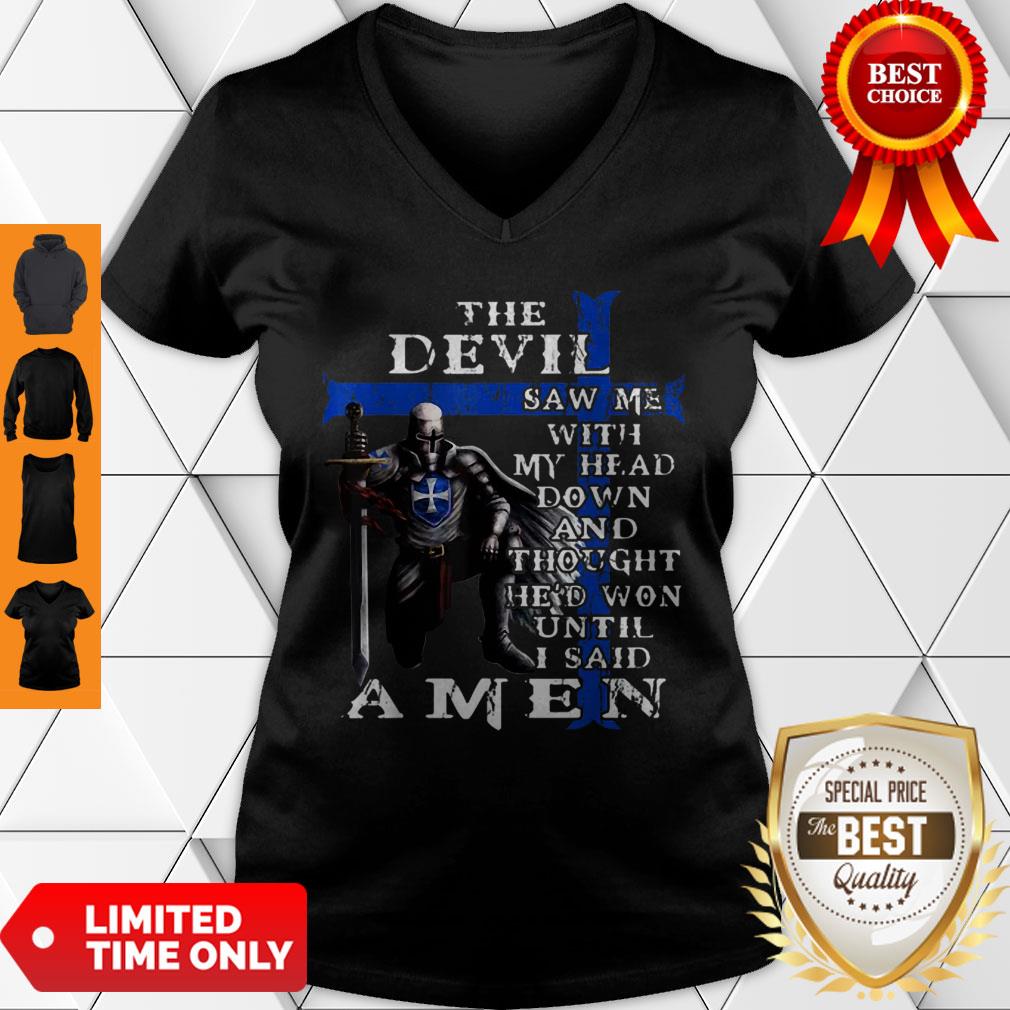 Christian Police Officer The Devil Saw Me Knight Templar Shirt - Image 5