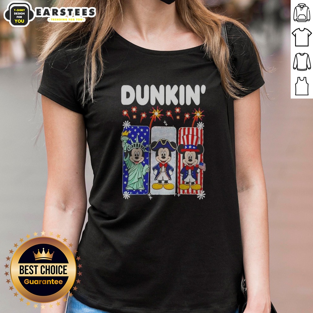 Dunkin Mickey Mouse Patriotic Statue Of Liberty Uncle Sam Shirt - Image 3