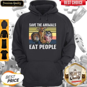 Alternative view of Top Save The Animals Eat People Vintage Shirt
