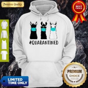 Alternative view of Awesome Llama Face Mask Quarantined Version Black White Shirt