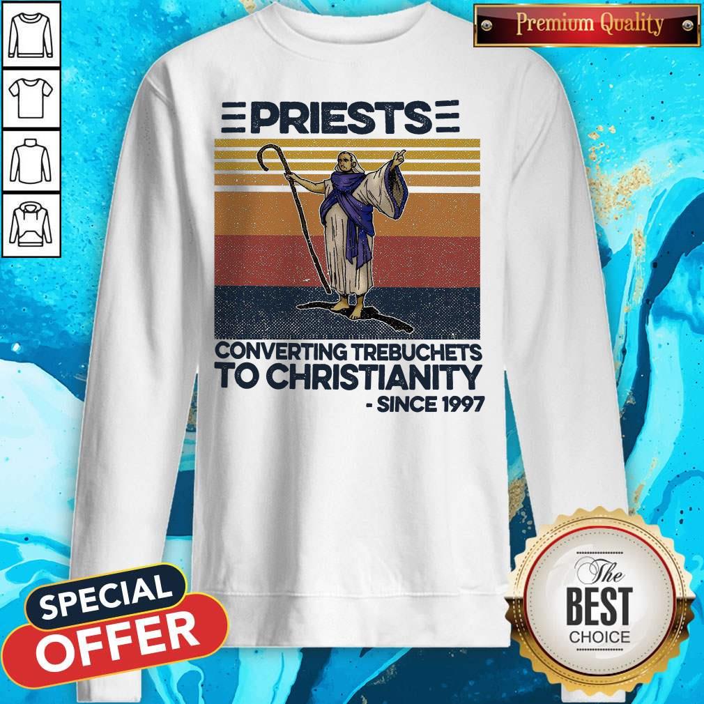 Priests Converting Trebuchets To Christianity Since 1997 Vintage Shirt - Image 4