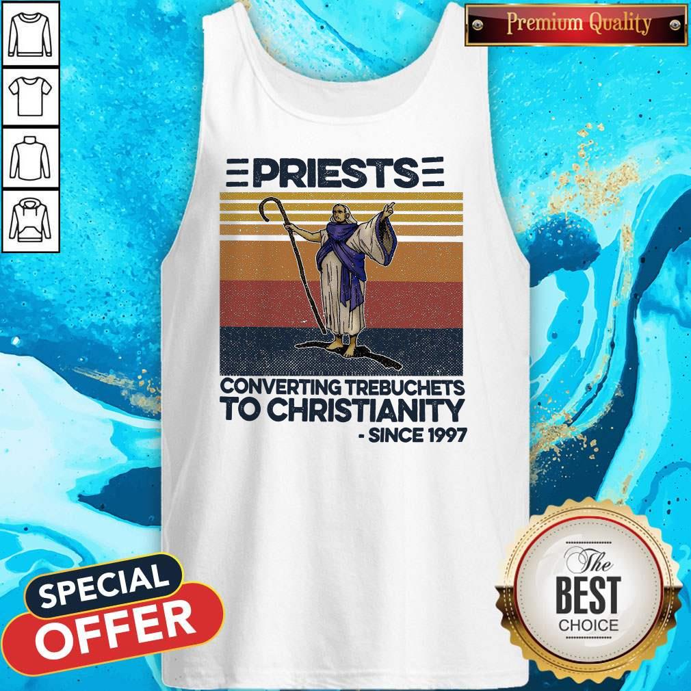Priests Converting Trebuchets To Christianity Since 1997 Vintage Shirt - Image 3