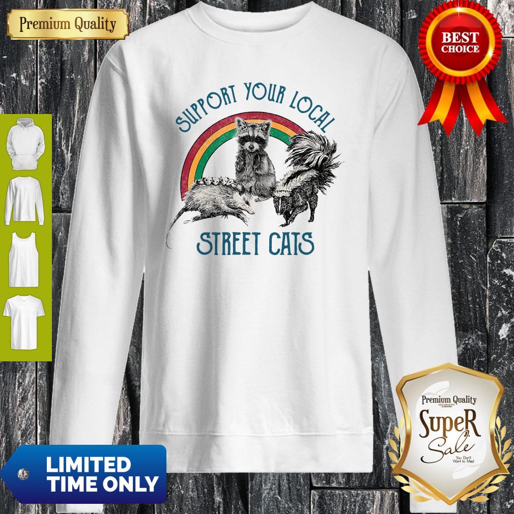 Official Raccoon Support Your Local Street Cats Shirt - Image 4