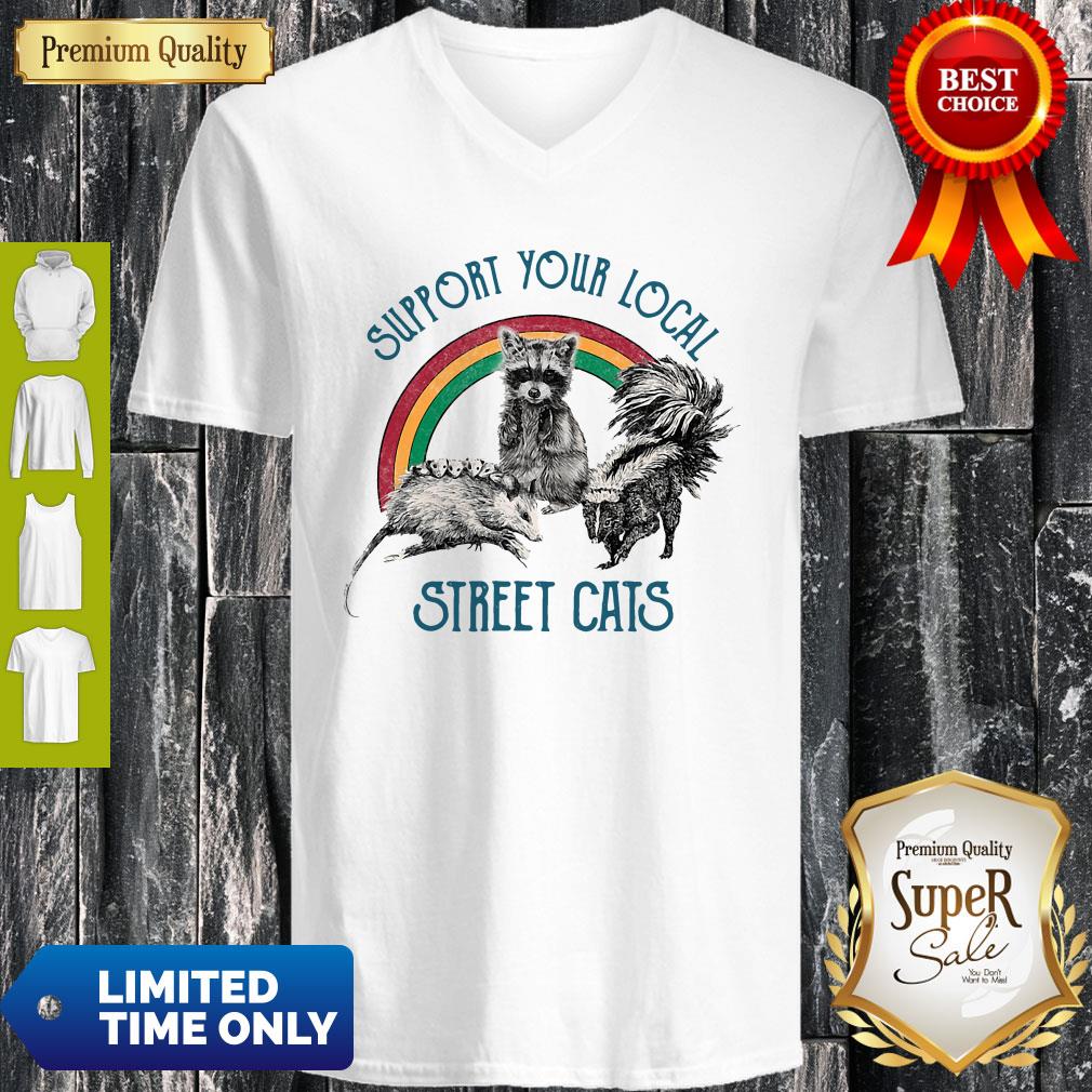 Official Raccoon Support Your Local Street Cats Shirt - Image 2
