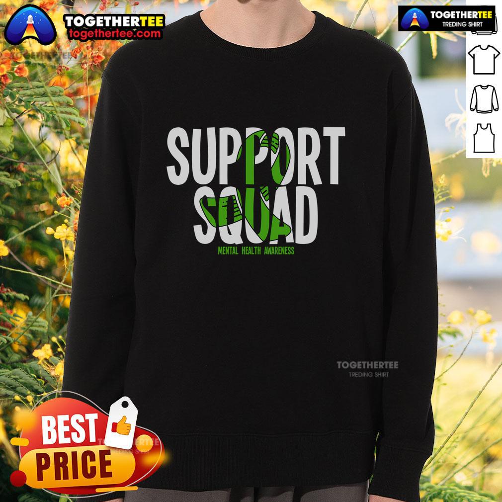 Top Support Squad Mental Health Awareness Green Ribbon T-Shirt - Image 5