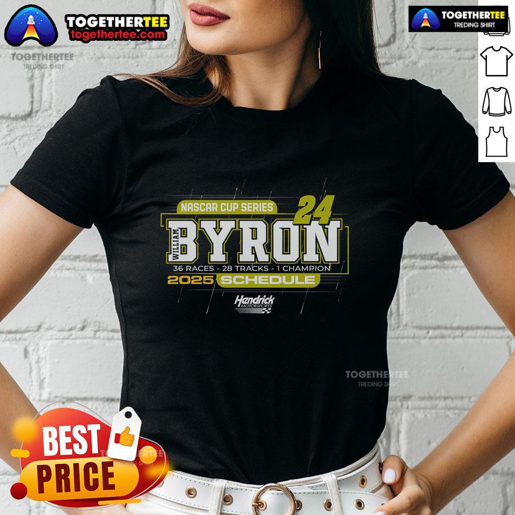 Top William Byron Hendrick Motorsports Team Collection 2025 NASCAR Cup Series Schedule T-Shirt - Image 3