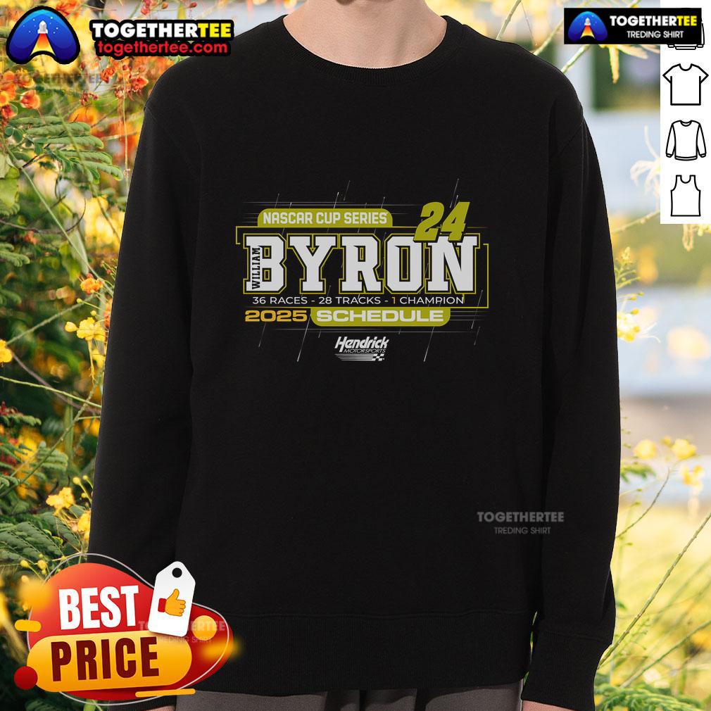 Top William Byron Hendrick Motorsports Team Collection 2025 NASCAR Cup Series Schedule T-Shirt - Image 5