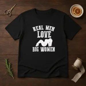 Pretty Real Men Love Big Women Distressed Slogan Shirt