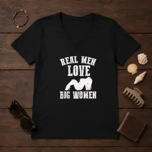Alternative view of Pretty Real Men Love Big Women Distressed Slogan Shirt